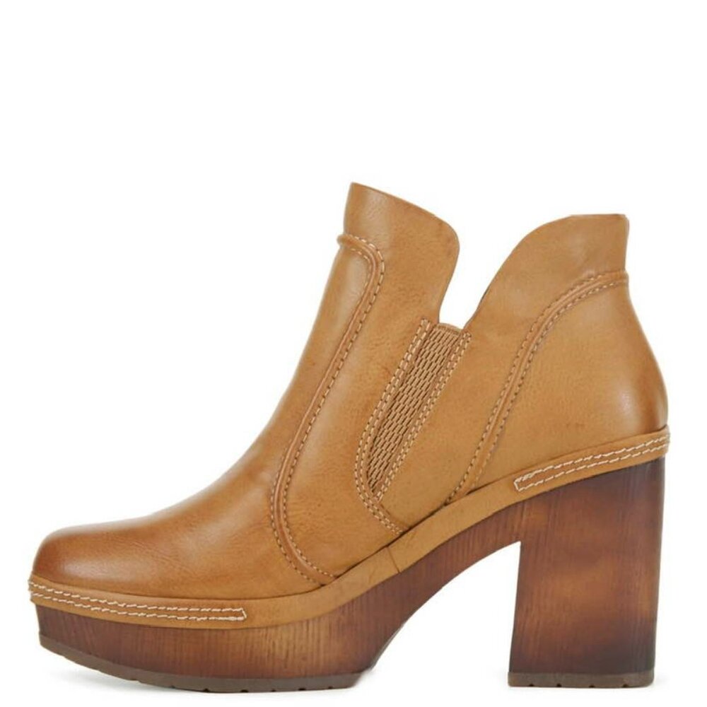 New* Korks- Ease Robin Block Heel Platform Booties Tan Color Size 6 $165 - Picture 3 of 5
